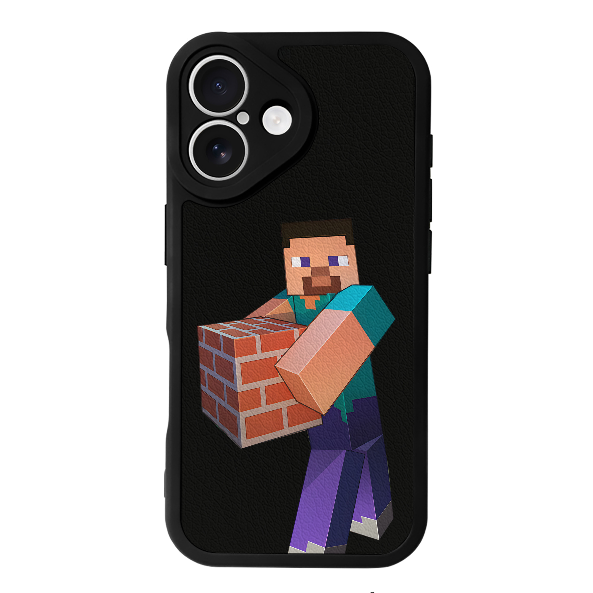 （画像用） マインクラフト ブロックの世界 Minecraft MC Block world 【iPhone 16シリーズ対応】シリコンスマホケース（レザー調） 材質：シリコン